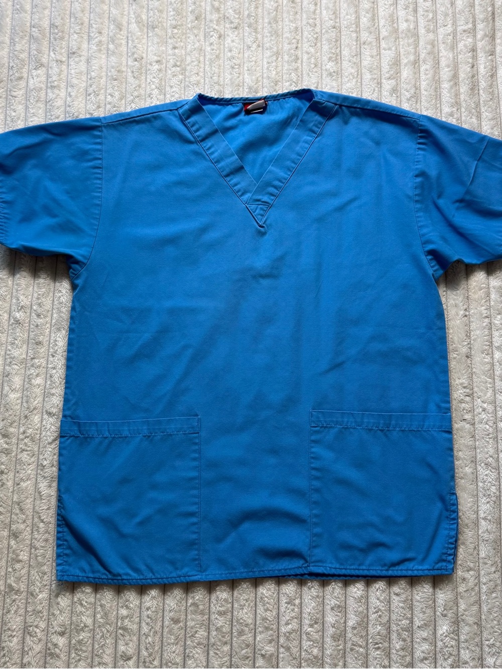 Dickies Unisex Blue Solid V-Neck Medical Scrub Top Short Sleeve